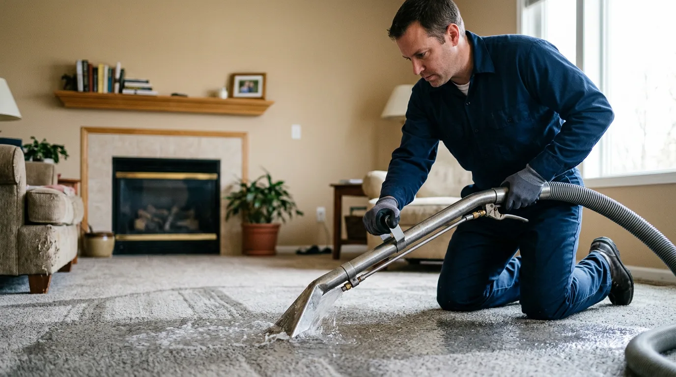 Water damage restoration technician working near White River Junction, VT